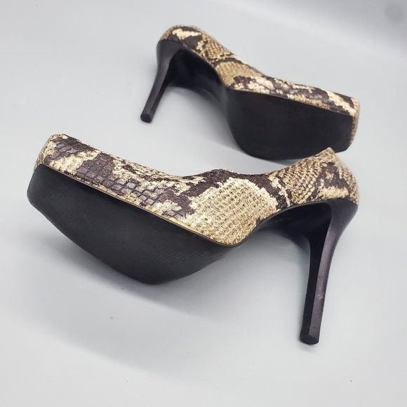 Gianni Bini Brown Tan Heels with Peep-Toe Design - Picture 4 of 15